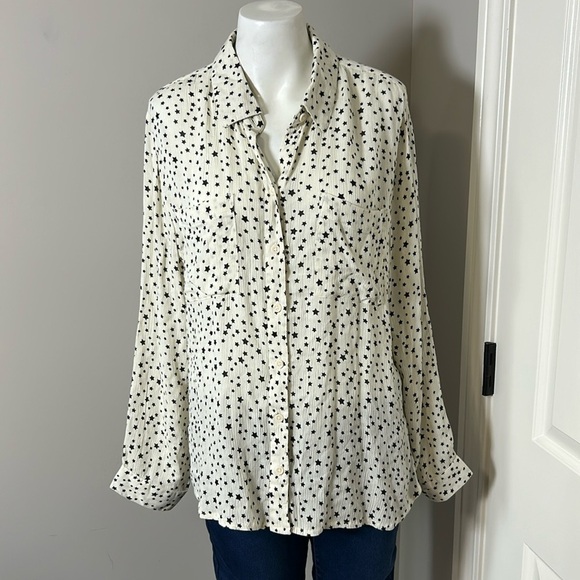 EVEREVE Allison Joy Celeste Star Shirt White Stars Button Down Top Sz XL NEW - Picture 2 of 14